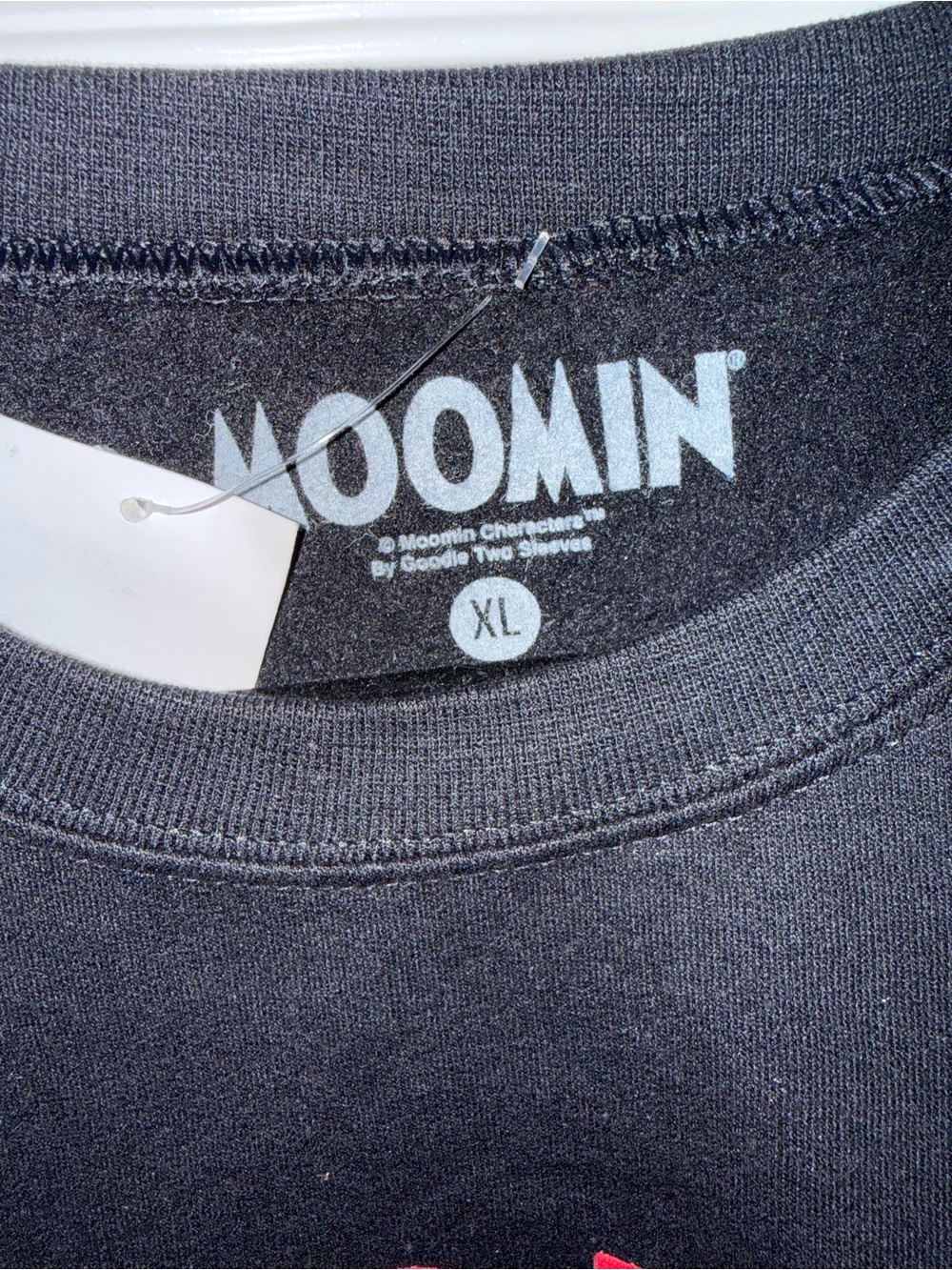 Moomin NWT Size XL Black Crewneck Sweater with Red Logo - Picture 3 of 3